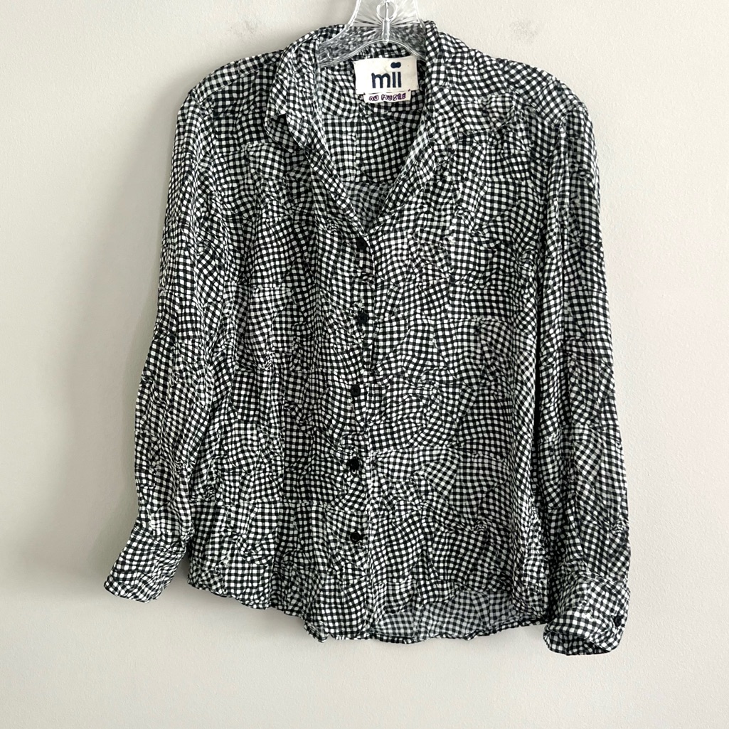 Mii Au Musee Silk Button Front Printed Long Sleeve Top Women's Size Xs